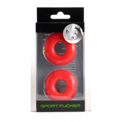 Sport Fucker Lot de 2 Cockrings souples Stacker 20 mm Rouges